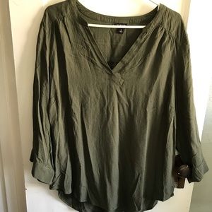 torrid V-neck blouse with cuffed sleeves